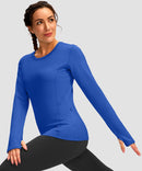 women's fleece zipper pockets base layer in royal blue - side view