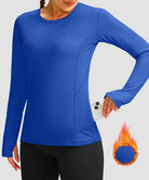 women's fleece zipper pockets base layer in royal blue - zipper pocket detail view