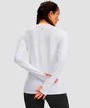 women's fleece zipper pockets base layer in white - back view