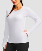 women's fleece zipper pockets base layer in white - zipper pocket detail view