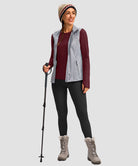 women's fleece zipper pockets base layer in wine - side view