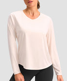 women's g-drykit™ v-neck athletic long sleeve in beige - front view