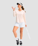 women's g-drykit™ v-neck athletic long sleeve in beige - matching outfits view