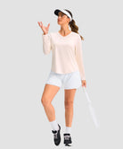 women's g-drykit™ v-neck athletic long sleeve in beige - matching outfits view