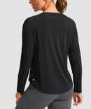 women's g-drykit™ v-neck athletic long sleeve in black - back view