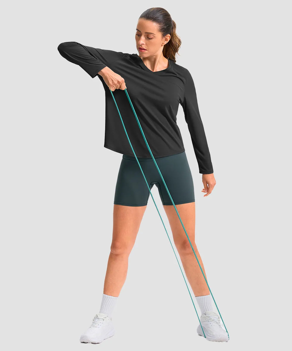 women's g-drykit™ v-neck athletic long sleeve in black - matching outfits view