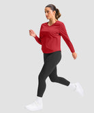 women's g-drykit™ v-neck athletic long sleeve in dark red - matching outfits view