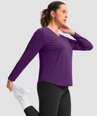 women's g-drykit™ v-neck athletic long sleeve in deep purple - side view