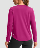 women's g-drykit™ v-neck athletic long sleeve in fuchsia purple - back view