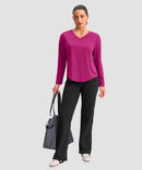 women's g-drykit™ v-neck athletic long sleeve in fuchsia purple - matching outfits view