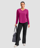 women's g-drykit™ v-neck athletic long sleeve in fuchsia purple - matching outfits view