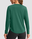 women's g-drykit™ v-neck athletic long sleeve in green - back view