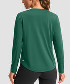 women's g-drykit™ v-neck athletic long sleeve in green - back view