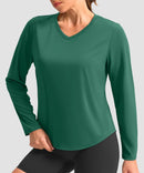 women's g-drykit™ v-neck athletic long sleeve in green - front view