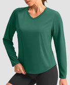 women's g-drykit™ v-neck athletic long sleeve in green - front view