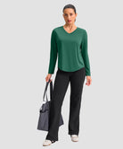 women's g-drykit™ v-neck athletic long sleeve in green - matching outfits view