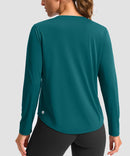 women's g-drykit™ v-neck athletic long sleeve in harbor blue - back view