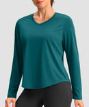 women's g-drykit™ v-neck athletic long sleeve in harbor blue - front view