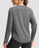women's g-drykit™ v-neck athletic long sleeve in heather mid gray - back view