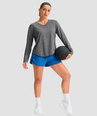 women's g-drykit™ v-neck athletic long sleeve in heather mid gray - matching outfits view