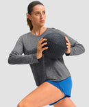 women's g-drykit™ v-neck athletic long sleeve in heather mid gray - side view