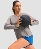 women's g-drykit™ v-neck athletic long sleeve in heather tea brown - side view