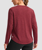 women's g-drykit™ v-neck athletic long sleeve in heather wine - back view