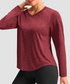 women's g-drykit™ v-neck athletic long sleeve in heather wine - front view