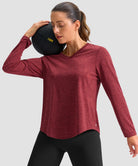 women's g-drykit™ v-neck athletic long sleeve in heather wine - side view