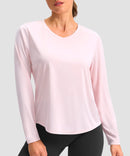 women's g-drykit™ v-neck athletic long sleeve in light pink - front view