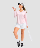 women's g-drykit™ v-neck athletic long sleeve in light pink - matching outfits view