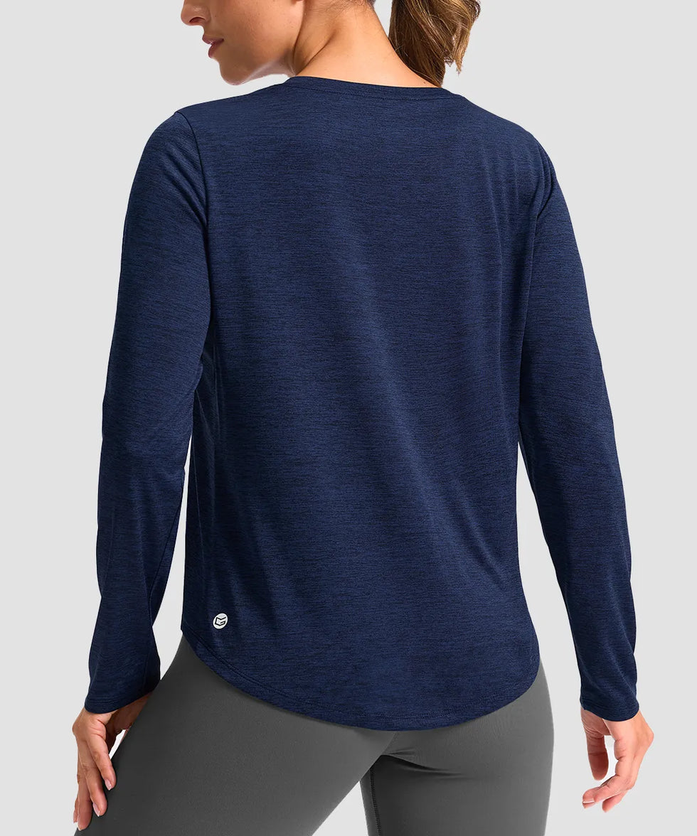 women's g-drykit™ v-neck athletic long sleeve in navy - back view