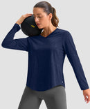 women's g-drykit™ v-neck athletic long sleeve in navy - side view