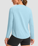 women's g-drykit™ v-neck athletic long sleeve in sky blue - back view