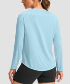 women's g-drykit™ v-neck athletic long sleeve in sky blue - back view