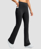 women's hermal with pockets flare leggings in black - pocket details view