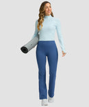 women's hermal with pockets flare leggings in blue - front view