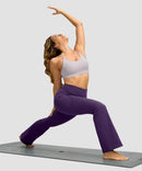 women's hermal with pockets flare leggings in deep purple - front view