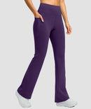 women's hermal with pockets flare leggings in deep purple - pocket details view