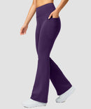 women's hermal with pockets flare leggings in deep purple - side view