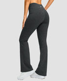 women's hermal with pockets flare leggings in heather gray - back view