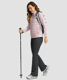 women's hermal with pockets flare leggings in heather gray - front view