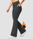 women's hermal with pockets flare leggings in heather gray - side view