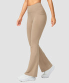 women's hermal with pockets flare leggings in light khaki - side view