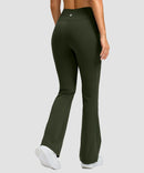women's hermal with pockets flare leggings in olive green - back view