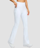 women's hermal with pockets flare leggings in white - pocket details view