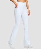 women's hermal with pockets flare leggings in white - pocket details view