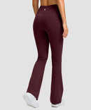 women's hermal with pockets flare leggings in wine - back view
