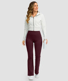 women's hermal with pockets flare leggings in wine - front view