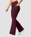 women's hermal with pockets flare leggings in wine - side view